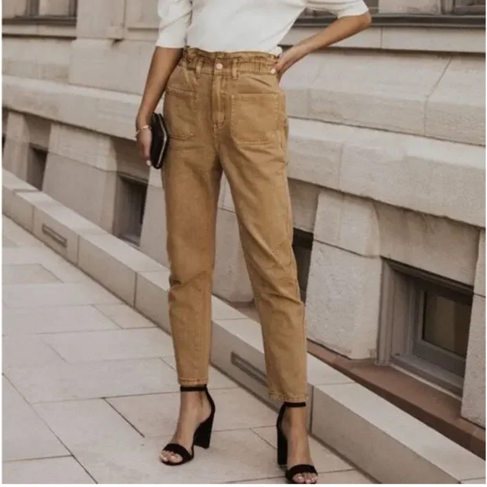 NWT Böhme Kennedy Paperbag Denim Jeans in Camel